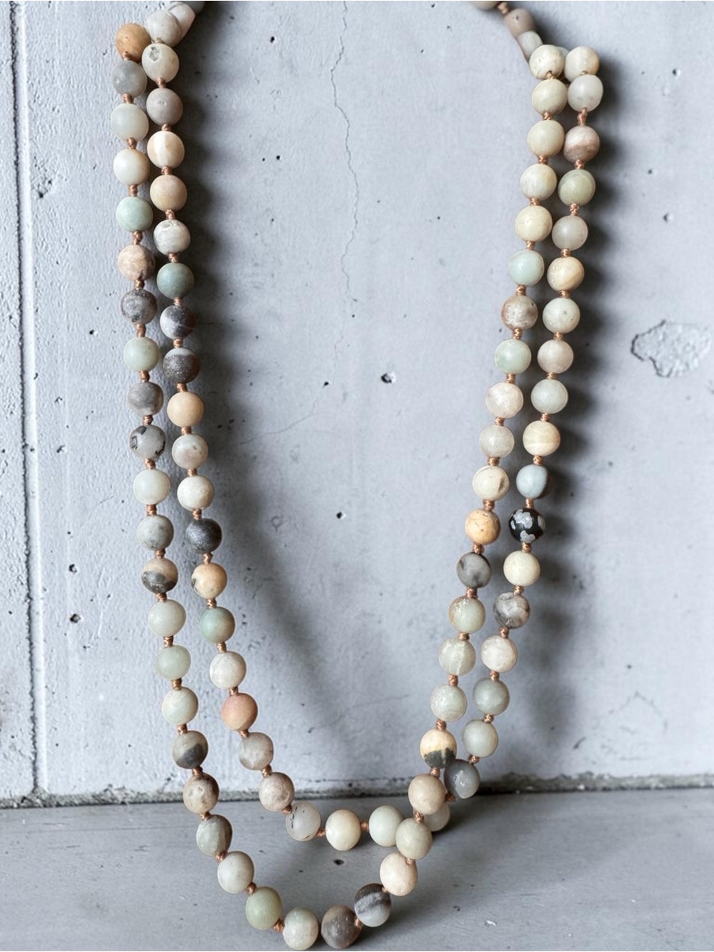 Genuine Stone Necklace - Amazonite, Jasper, Agate 48”